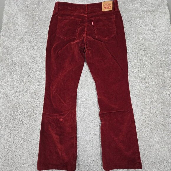 Levis 725 Pants Women 32 Red Corduroy Bootcut High Rise Stretch Cowgirl Western - Picture 9 of 14